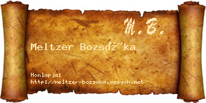 Meltzer Bozsóka névjegykártya